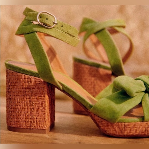 Sezane Armony Heels - Green Suede - Picture 2 of 15